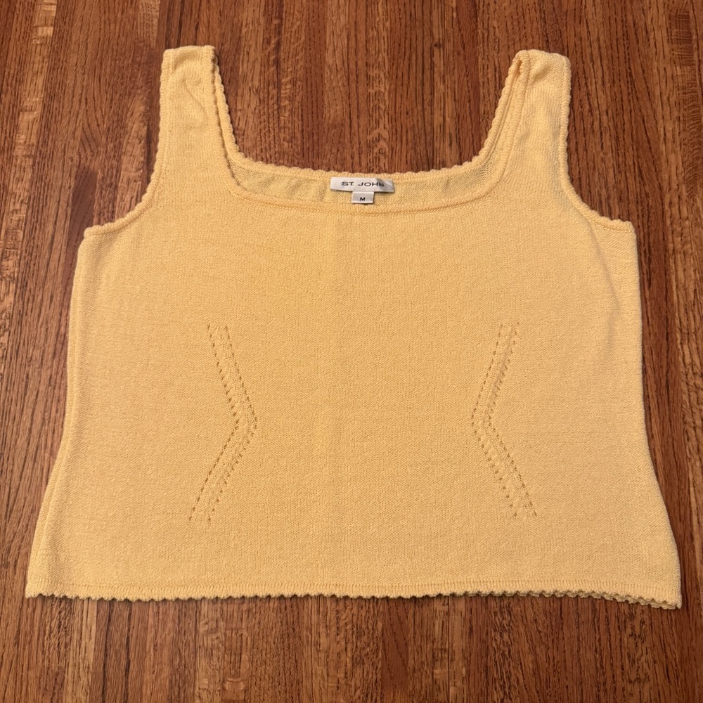ST. JOHN Knit Vintage Y2K Crop light yellow Sweater Tank Top, size medium